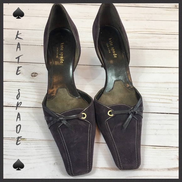 kate spade Shoes - Kate Spade Eggplant Suede Kitten Heel Pumps Sz 8